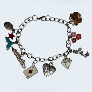 Silver Charm Bracelet with 9 Charms